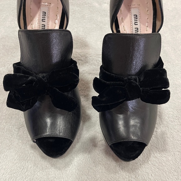 Miu Miu Black Heels, Open Peep Toe Women's Size 7 - Picture 3 of 15